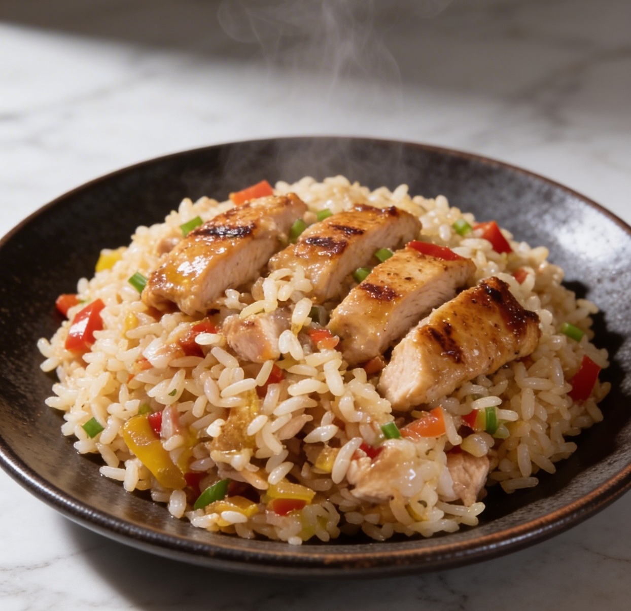 Arroz al wok con pollo
